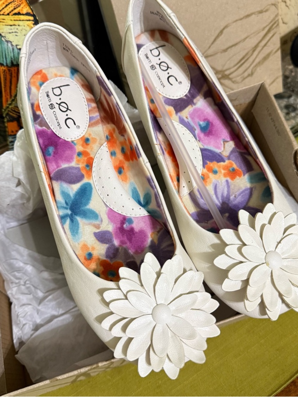 b.o.c. Cream Floral Applique Ballet Flats - Picture 2 of 16